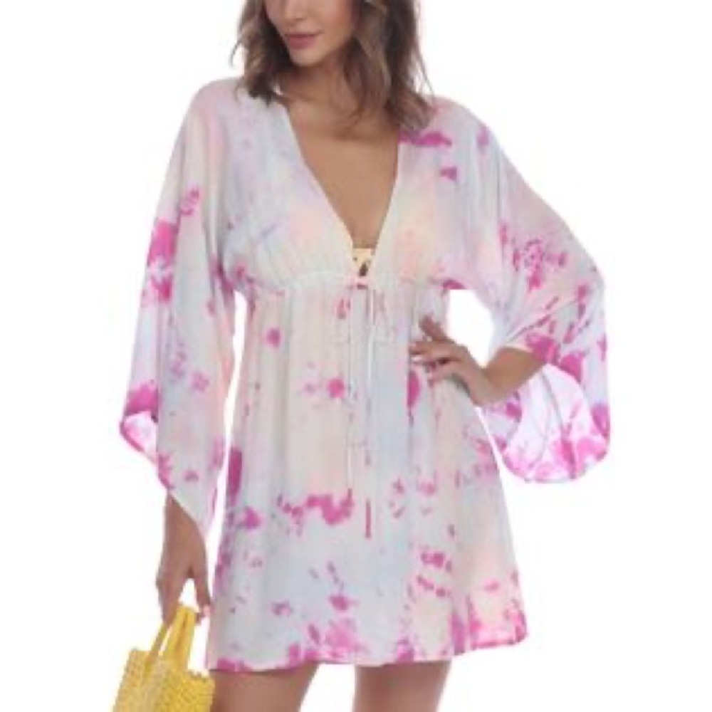 Raviya Pink and White Swim Coverup
